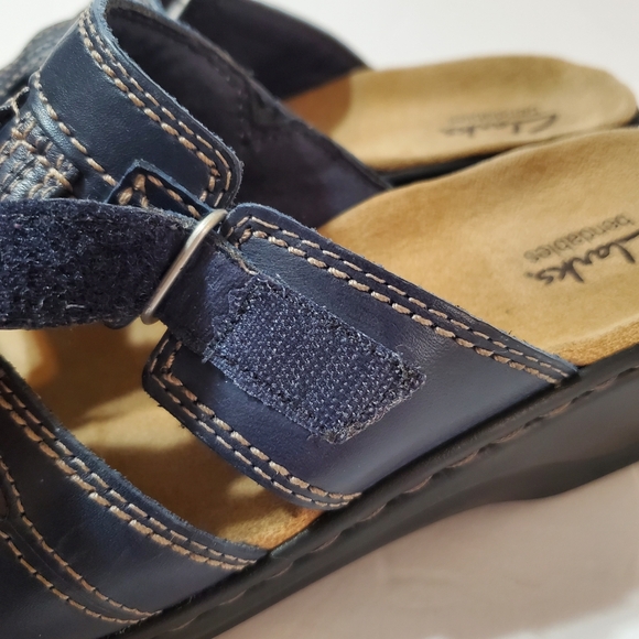 Clarks Bendables Navy Blue Velcro Slip-on Comfort Sandals 10W - Picture 3 of 11